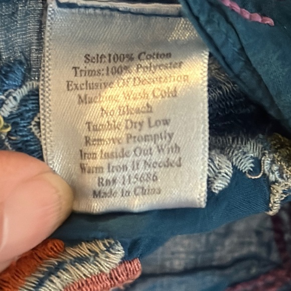 3 J Workshop Johnny Was  Embroidered Aqua Blue Top Blouse size Small - Picture 5 of 5